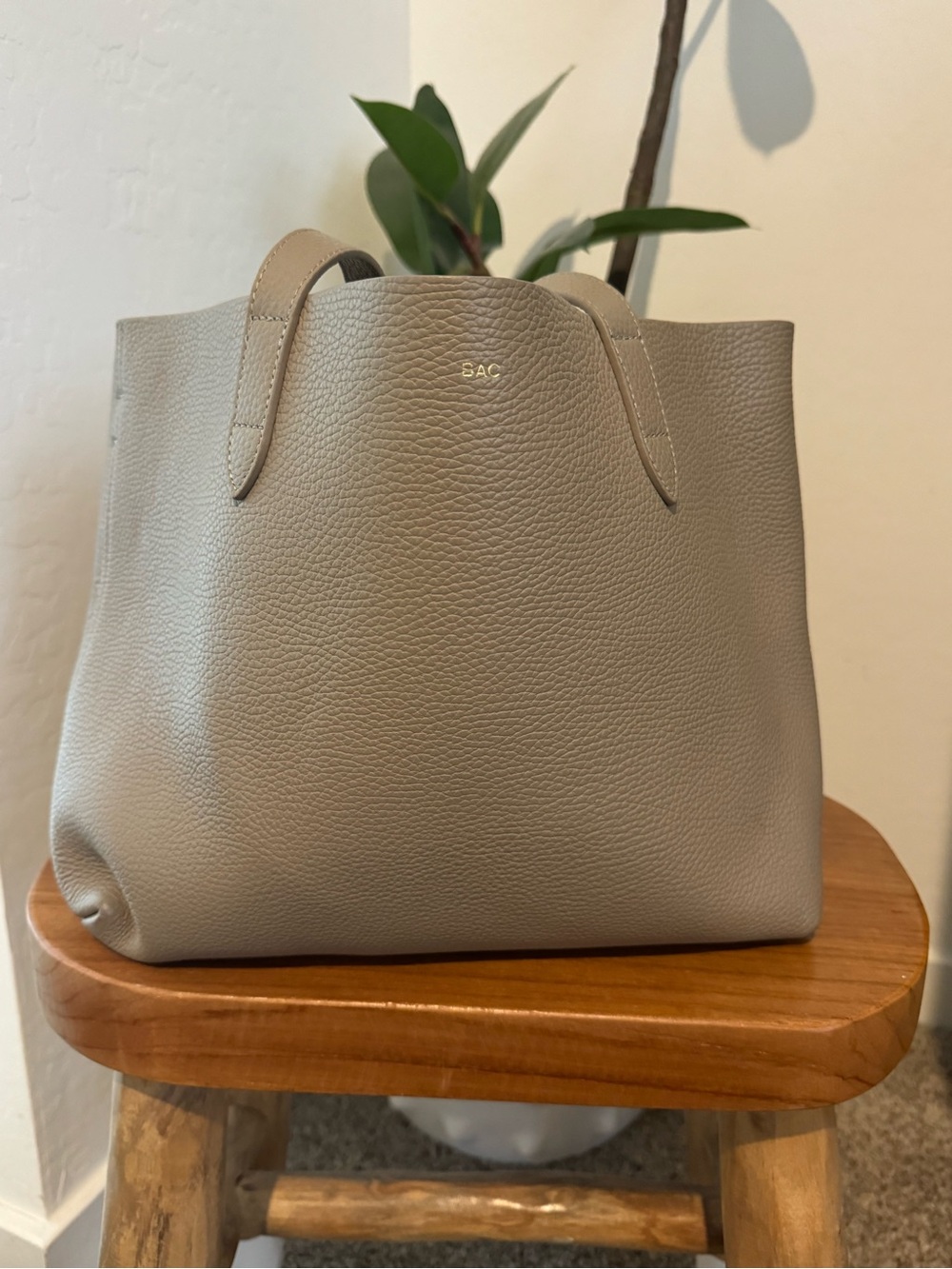 Cuyana Pebbled Leather Tote in Taupe